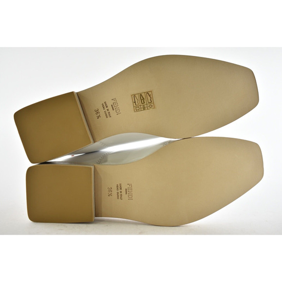 Fendi White Patent Neoprene Stretch Logo Sock Ankle Combat Chelsea Boot 36.5 - Picture 12 of 12